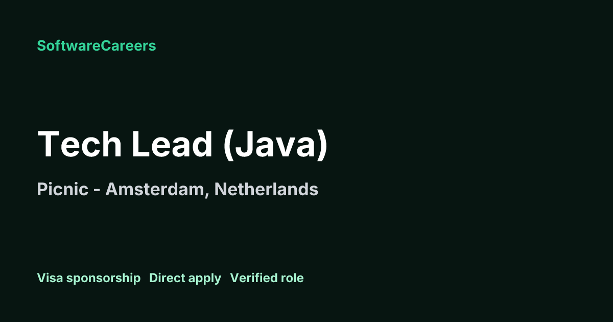 Tech Lead (Java) at Picnic | Visa Sponsored Job | SoftwareCareers
